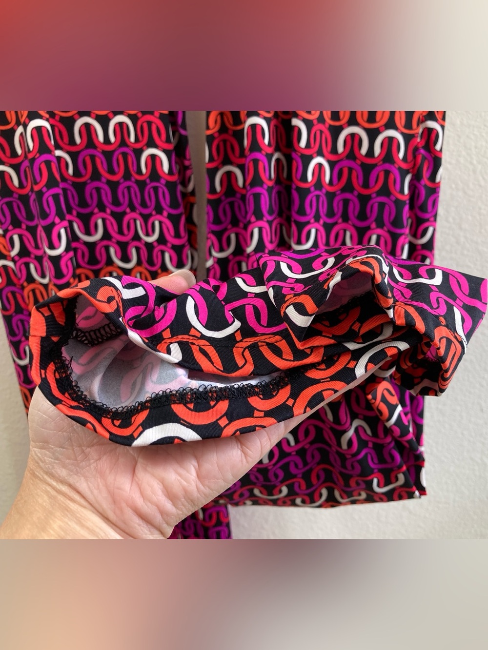 Trina Turk Echo Chain Print Swim & Spa Pants Wide Leg Fold Over Waist Size L - Picture 6 of 10